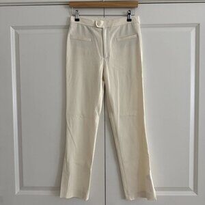 Zara Women’s Split Hem Cream Trousers Pants Size S NWOT Modern Career Wear